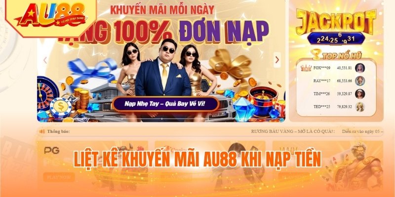 Liệt kê khuyến mãi AU88 khi nạp tiền